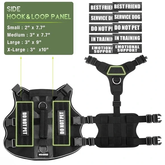 WINSEE Service Dog Harness - Black - Picture 7 of 9